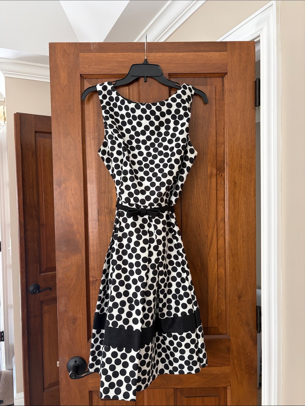 Danny & Nicole White Midi Dress with Black Polka Dots